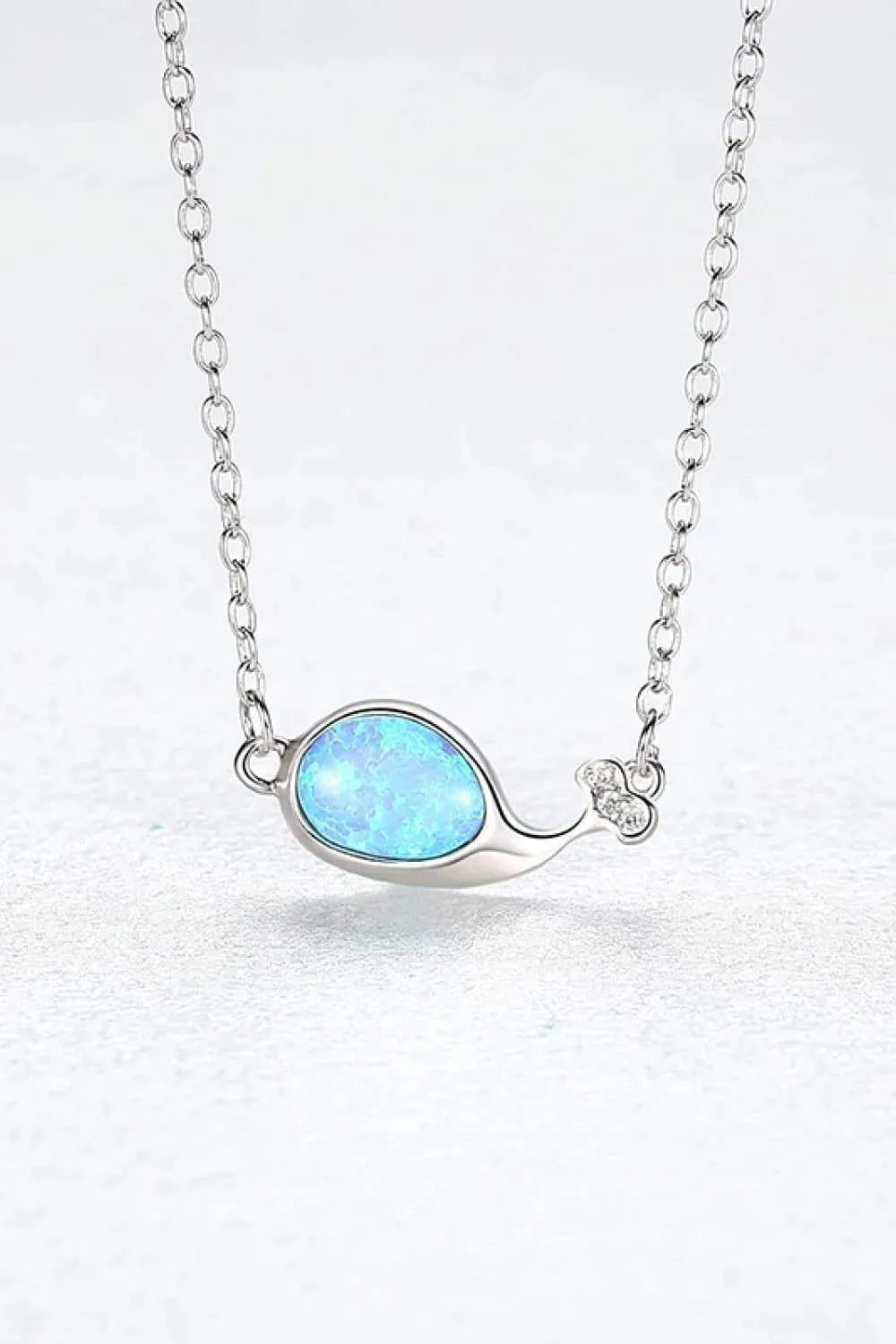 Opal Dolphin 925 Sterling Silver Necklace Pastel Blue One Size Opal - Tophatter Daily Deals