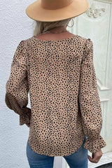 Leopard Flared Sleeve Round Neck Blouse Blouses - Tophatter Daily Deals