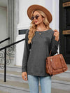 Round Neck Long Sleeve T-Shirt Charcoal Women's T-Shirts - Tophatter Daily Deals