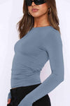 Round Neck Long-Sleeve Top Blouses - Tophatter Daily Deals