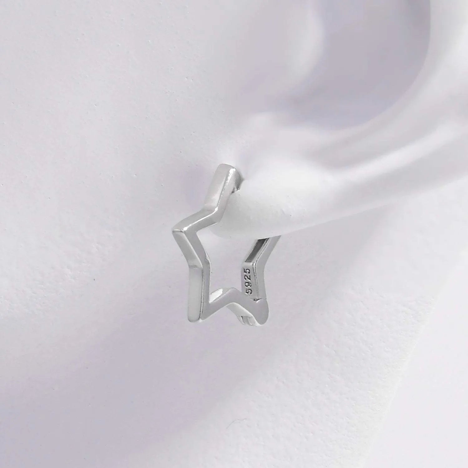 925 Sterling Silver Inlaid Zircon Star Earrings Silver One Size Earrings - Tophatter Daily Deals