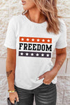 FREEDOM Graphic Cuffed Sleeve Tee Women's T-Shirts - Tophatter Daily Deals