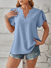 Swiss Dot Notched Petal Sleeve T-Shirt Women's T-Shirts - Tophatter Daily Deals