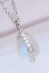 Natural Moonstone and Zircon Pendant Necklace Moonstone - Tophatter Daily Deals