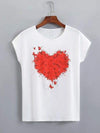 Heart Round Neck Short Sleeve T-Shirt White Women's T-Shirts - Tophatter Daily Deals