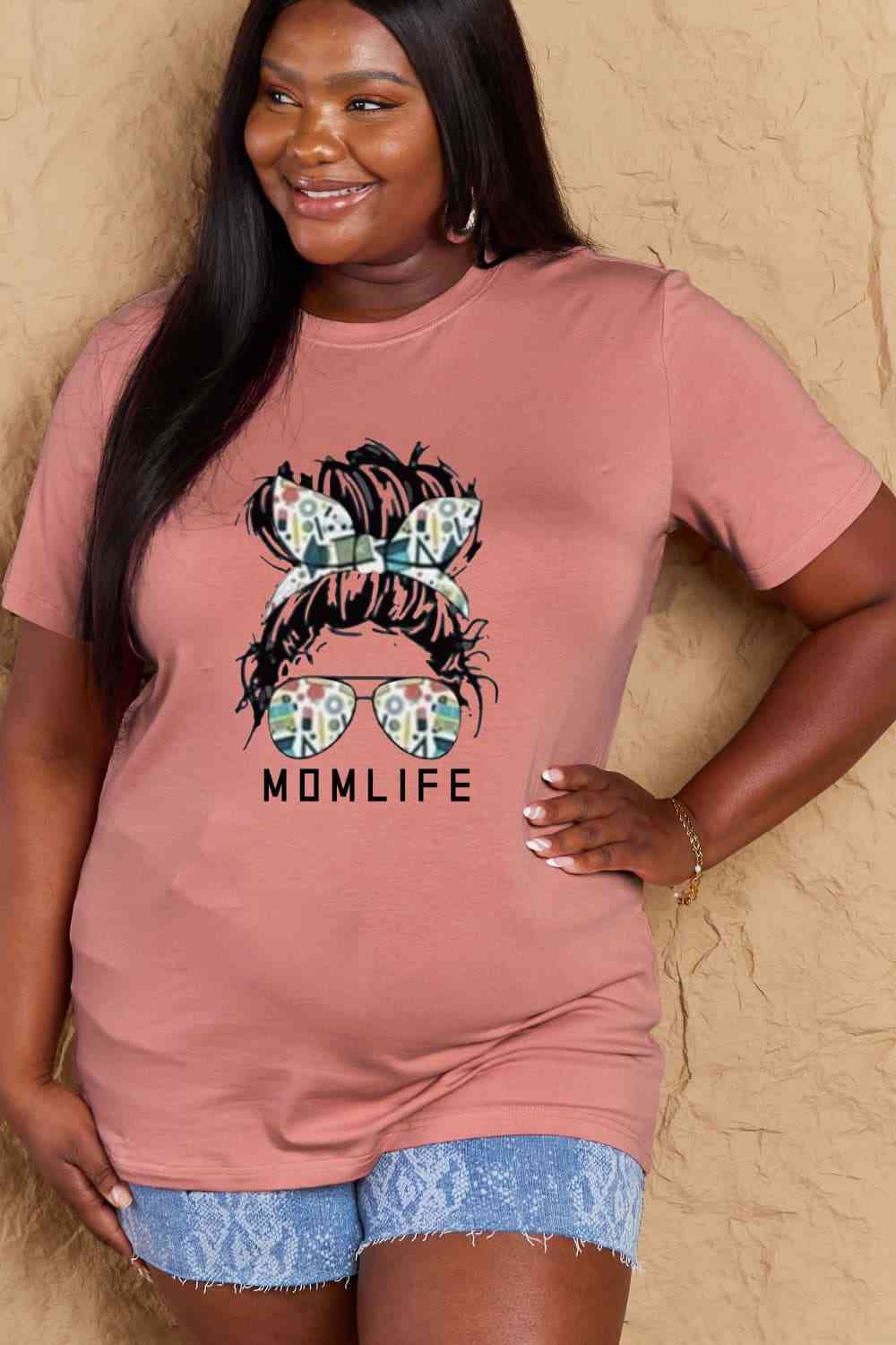 Simply Love Full Size MOM LIFE Graphic Cotton T-Shirt Women's T-Shirts - Tophatter Daily Deals