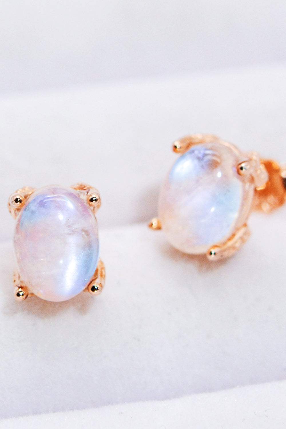 Natural Moonstone 4-Prong Stud Earrings Moonstone - Tophatter Daily Deals