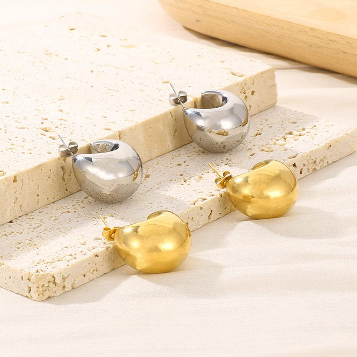Stainless Steel Moon Shape Earrings Earrings - Tophatter Daily Deals