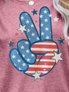 US Flag Peace Sign Hand Graphic Tee Women's T-Shirts - Tophatter Daily Deals