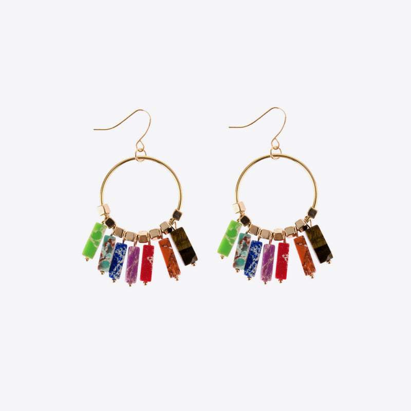 Multicolored Stone Dangle Earrings Earrings - Tophatter Daily Deals