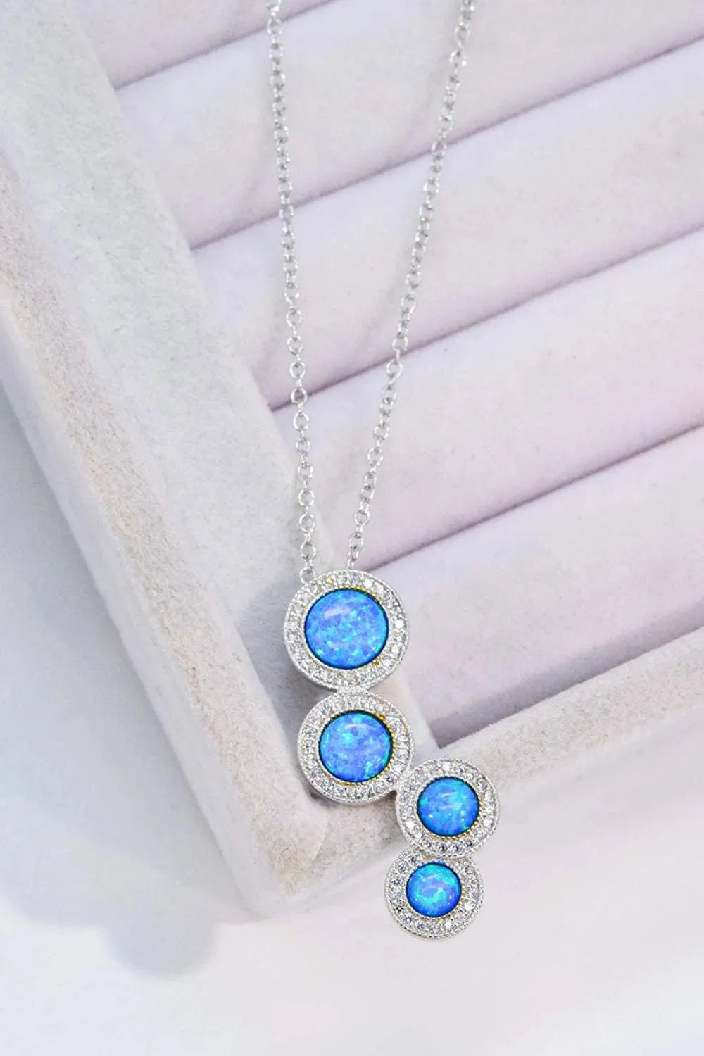Opal Round Pendant Chain-Link Necklace Opal - Tophatter Daily Deals