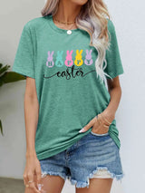 HAPPY EASTER Graphic Round Neck T-Shirt Gum Leaf Women's T-Shirts - Tophatter Daily Deals
