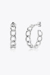 Chain C-Hoop 925 Sterling Silver Earrings Silver One Size Earrings - Tophatter Daily Deals