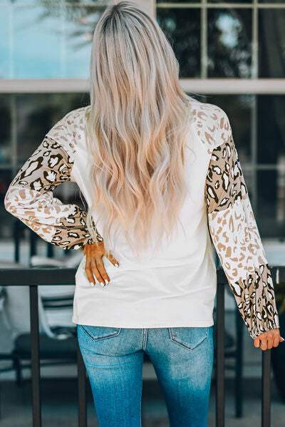 Leopard Round Neck Dropped Shoulder T-Shirt Women's T-Shirts - Tophatter Daily Deals