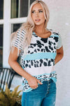 Mixed Print Round Neck Tee Women's T-Shirts - Tophatter Daily Deals