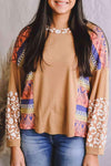 Printed Round Neck Long Sleeve T-Shirt Khaki Women's T-Shirts - Tophatter Daily Deals