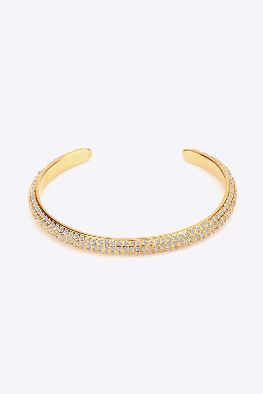 18K Gold-Plated Rhinestone Open Bracelet Gold One Size Bracelets - Tophatter Daily Deals