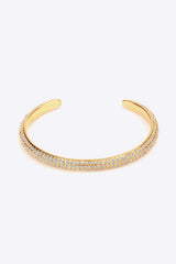18K Gold-Plated Rhinestone Open Bracelet Gold One Size Bracelets - Tophatter Daily Deals