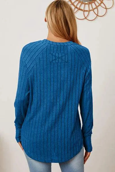 Basic Bae Full Size Ribbed Thumbhole Sleeve T-Shirt Women's T-Shirts - Tophatter Daily Deals