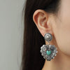 Artificial Turquoise Heart Dangle Earrings Style A One Size Earrings - Tophatter Daily Deals