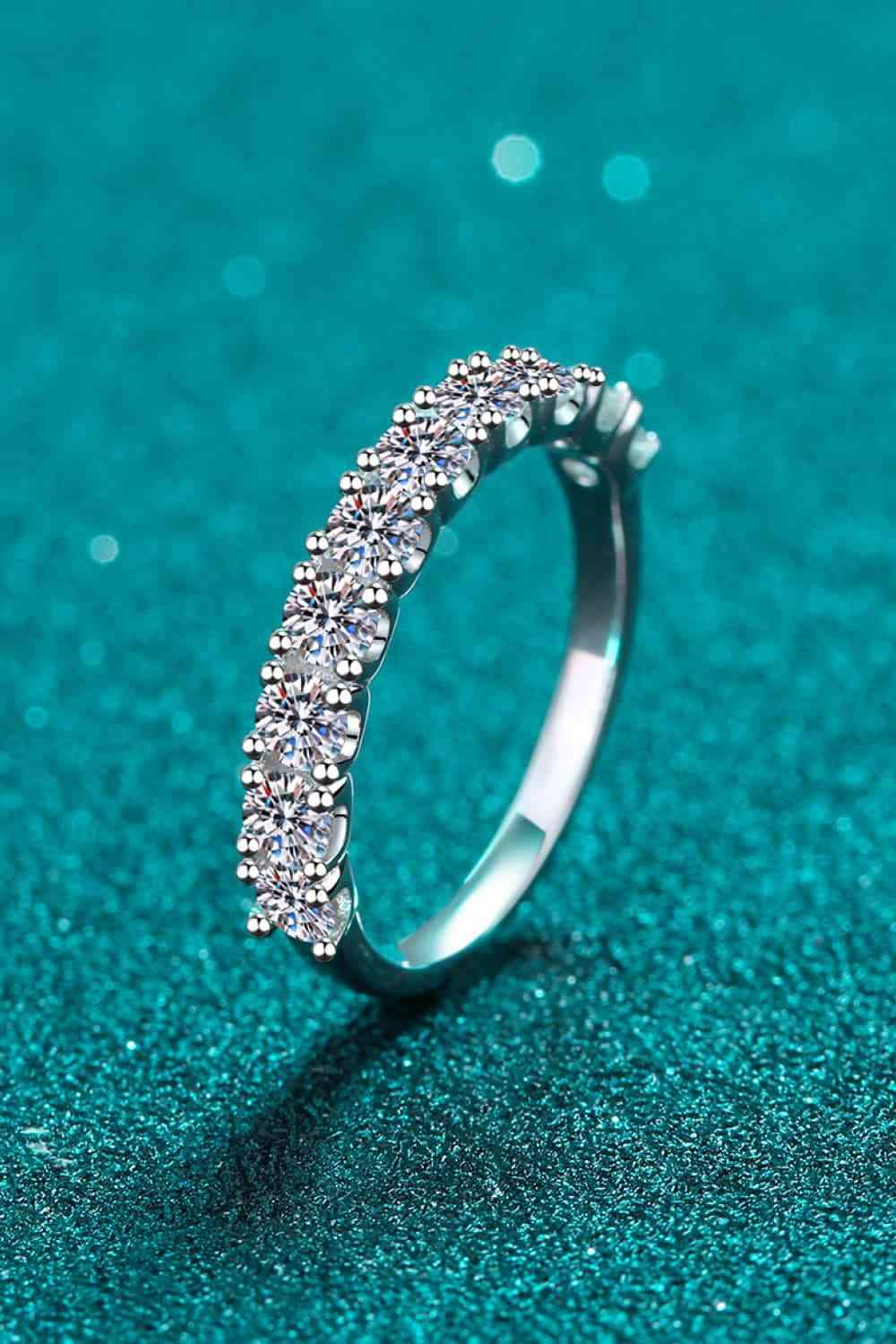 1 Carat Moissanite Half-Eternity Ring Silver Moissanite - Tophatter Daily Deals