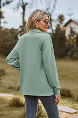 Collared Neck Long Sleeve Blouse Blouses - Tophatter Daily Deals