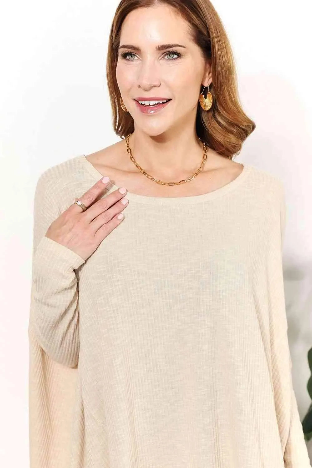 HEYSON Full Size Oversized Super Soft Ribbed Top Blouses - Tophatter Daily Deals