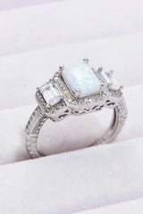 925 Sterling Silver Square Opal Ring Opal - Tophatter Daily Deals