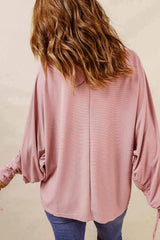 Ribbed Drawstring Dolman Sleeve Top Blouses - Tophatter Daily Deals