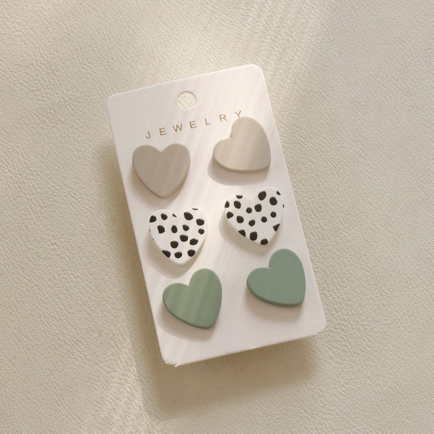 3 Piece Acrylic Heart Stud Earrings Khaki One Size Earrings - Tophatter Daily Deals