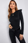 Ruffled Round Neck Long Sleeve T-Shirt Women's T-Shirts - Tophatter Daily Deals