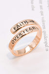 925 Sterling Silver FAITH OVER FEAR Bypass Ring Rose Gold One Size Rings - Tophatter Daily Deals