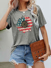 US Flag Flower Graphic Tee Mid Gray Women's T-Shirts - Tophatter Daily Deals