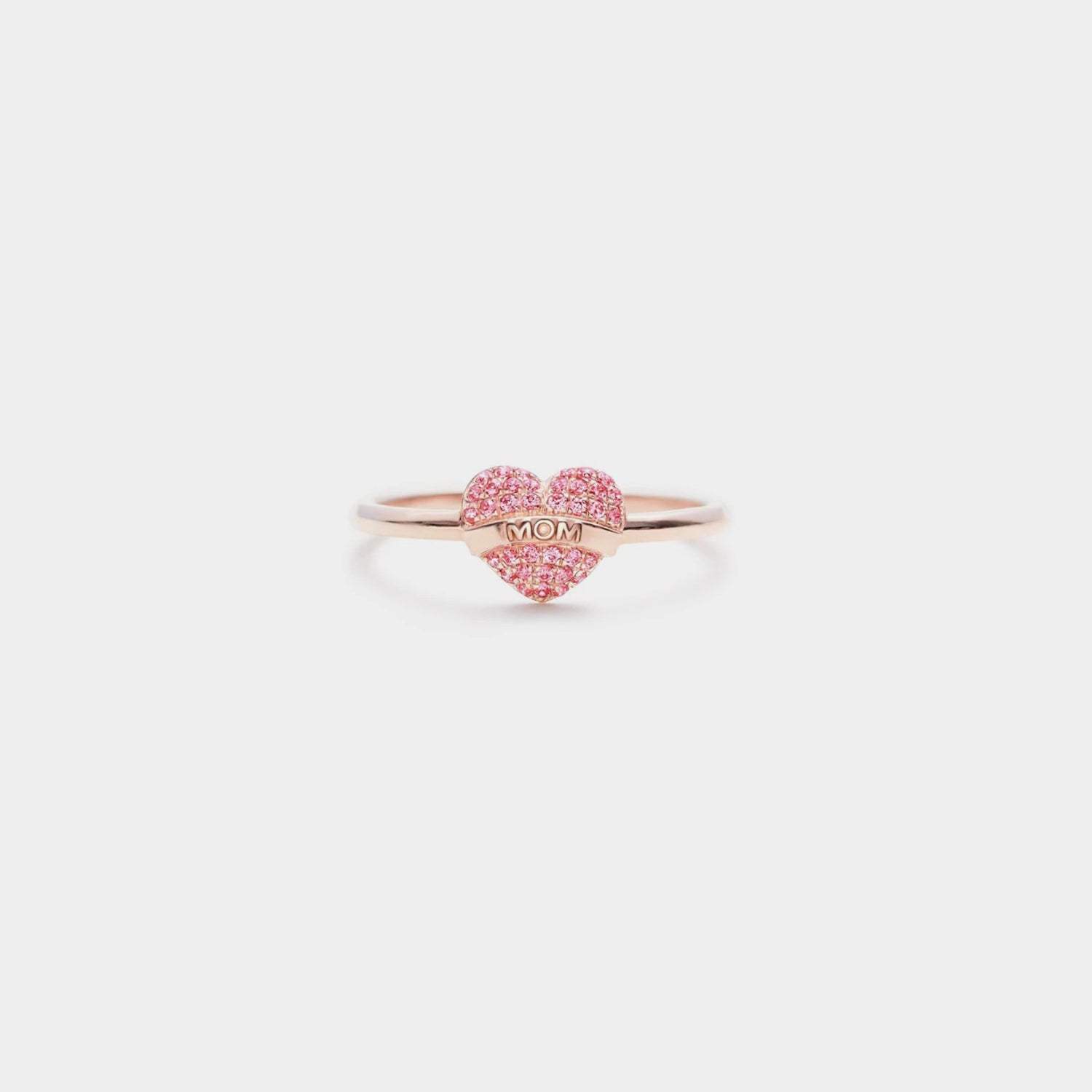 MOM Heart Shape 925 Sterling Silver Engraved Ring Rose Gold Rings - Tophatter Daily Deals