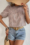 Printed Smocked Puff Sleeve Blouse Light Apricot Blouses - Tophatter Daily Deals