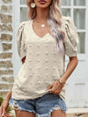 Swiss Dot Short Puff Sleeve Top Blouses - Tophatter Daily Deals