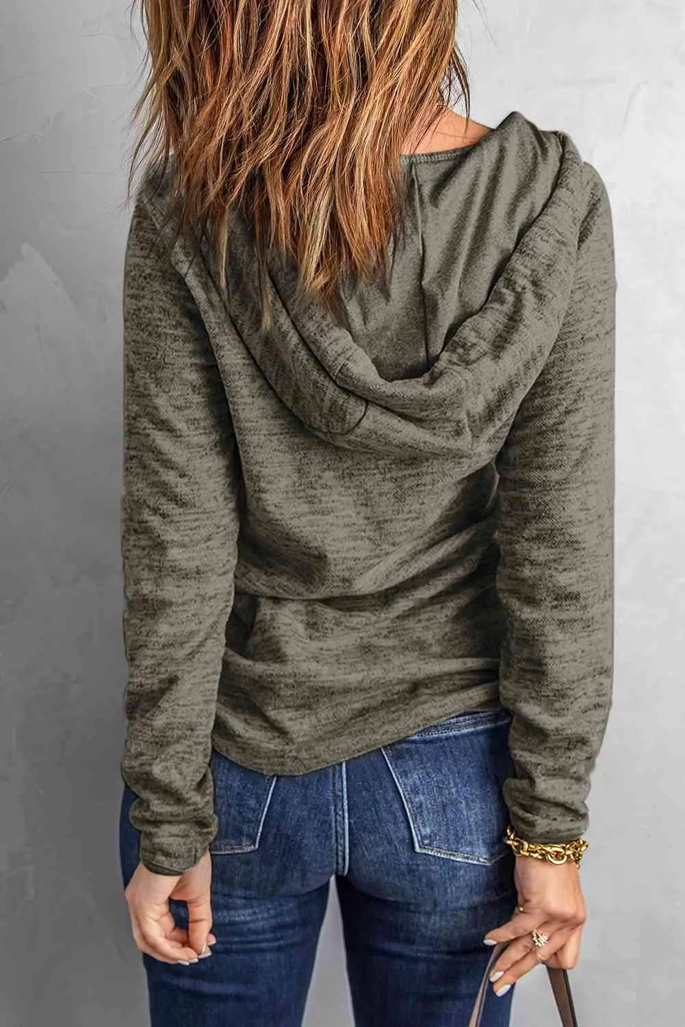 Hooded Long Sleeve Top Blouses - Tophatter Daily Deals