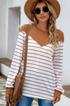 Striped Round Neck Long Sleeve T-Shirt Women's T-Shirts - Tophatter Daily Deals