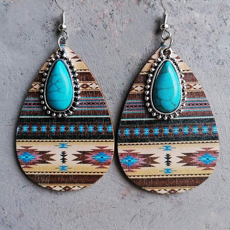 Artificial Turquoise Geometric Teardrop Earrings style C One Size Earrings - Tophatter Daily Deals