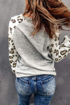 Round Neck Leopard Print Raglan Sleeve Top Women's T-Shirts - Tophatter Daily Deals