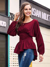 Exposed Seams Round Neck Dropped Shoulder Blouse Blouses - Tophatter Daily Deals