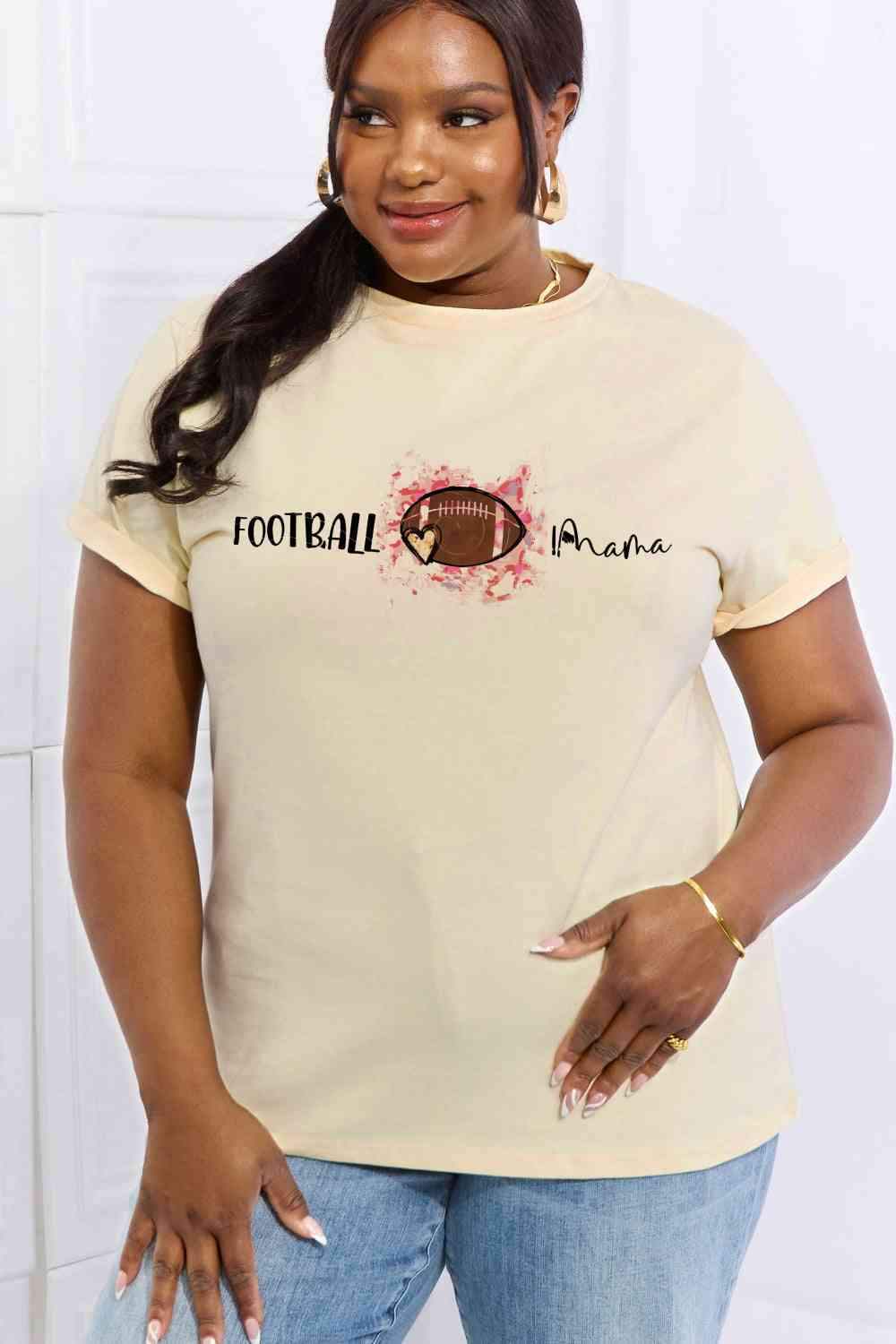 Simply Love Full Size FOOTBALL MAMA Graphic Cotton Tee Women's T-Shirts - Tophatter Daily Deals