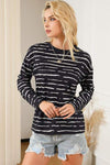 Striped Round Neck Long Sleeve T-Shirt Women's T-Shirts - Tophatter Daily Deals