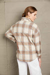 Double Take Plaid Half-Zip Collared Curved Hem Sweatshirt Blouses - Tophatter Daily Deals