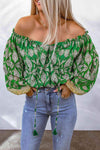 Printed Tassel Tie Balloon Sleeve Blouse Blouses - Tophatter Daily Deals