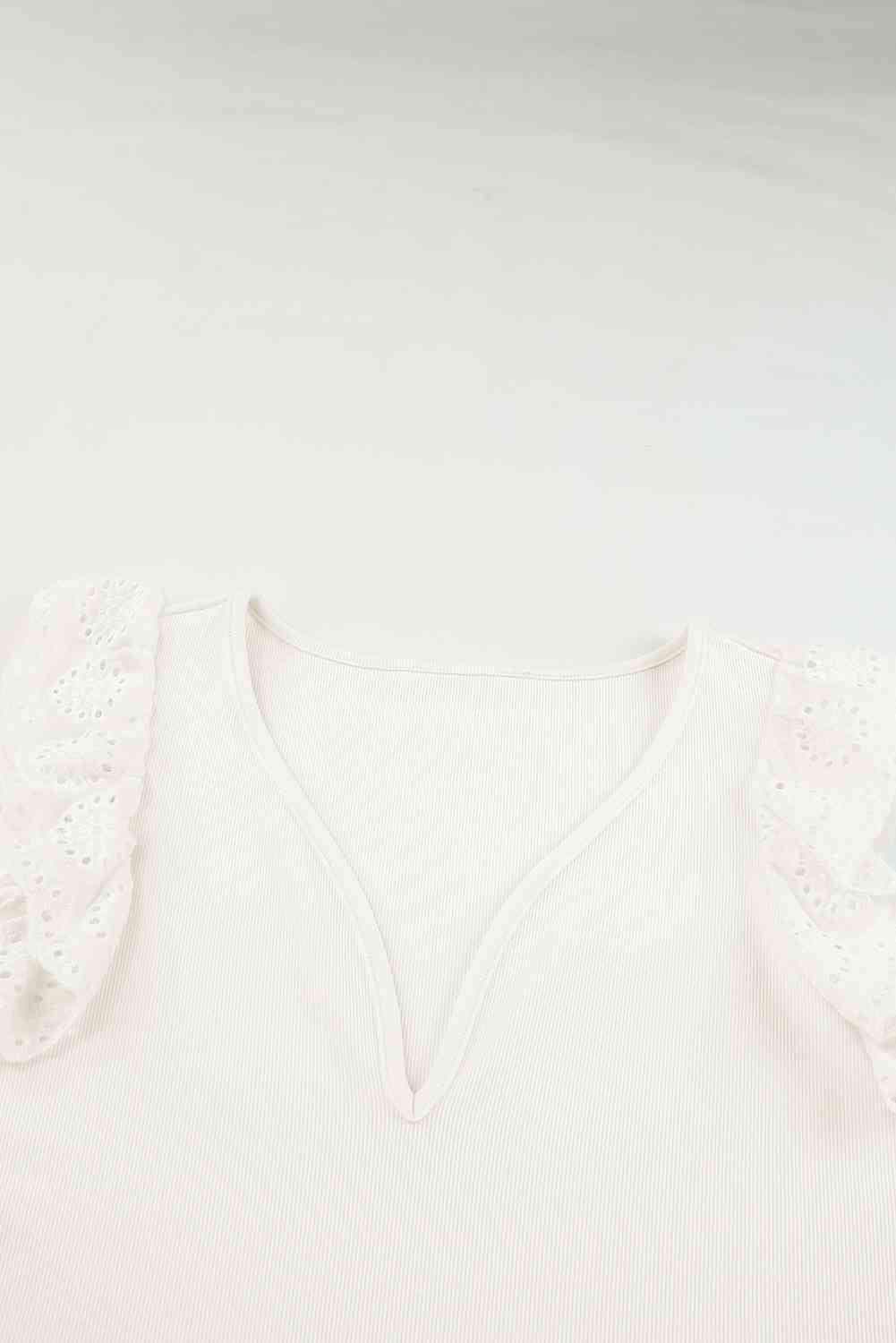 Deep V Lace Butterfly Sleeve Top Blouses - Tophatter Daily Deals