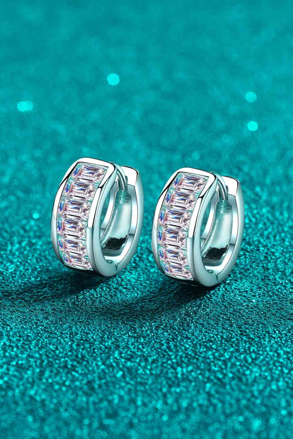 1.8 Carat Moissanite 925 Sterling Silver Huggie Earrings Moissanite - Tophatter Daily Deals