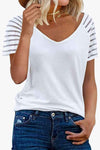 V-Neck Raglan Sleeve Tee White Women's T-Shirts - Tophatter Daily Deals