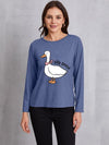 Goose Graphic Round Neck Long Sleeve T-Shirt Women's T-Shirts - Tophatter Daily Deals