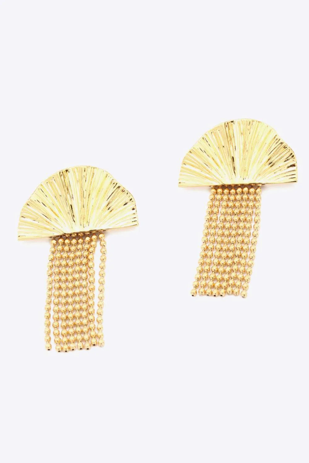 18K Gold Plated Fan Fringe Dangle Earrings Earrings - Tophatter Daily Deals